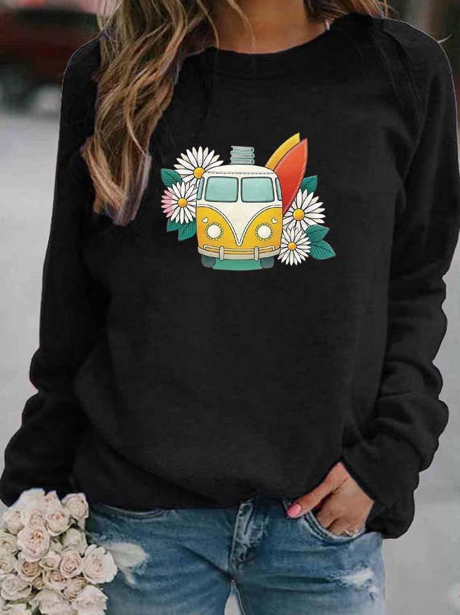 Women's Printed Round Neck Hoodie