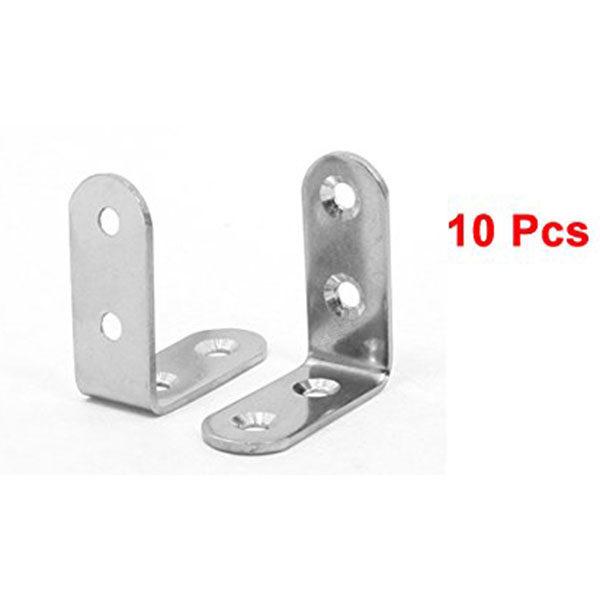 20Pcs Stainless Steel Corner Braces 20x20x16mm L Shape Fasteners Furniture Support Angle Bracket Silver Tone 2 Holes Round End