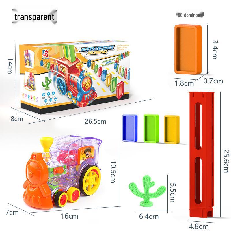 Educational Electric Train Toy with Automatic Domino Setup and Sound & Light Effects