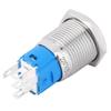 Blue LED Flat Round Head Self Reset Metal Push Button Ring with Power Symbol 16mm(220V)
