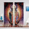 Our Lady Guadalupe Mexican Saint Virgin Mary Floral Sheer Curtains for Bedroom Living Room Kitchen Blinds Window Curtains 2pcs