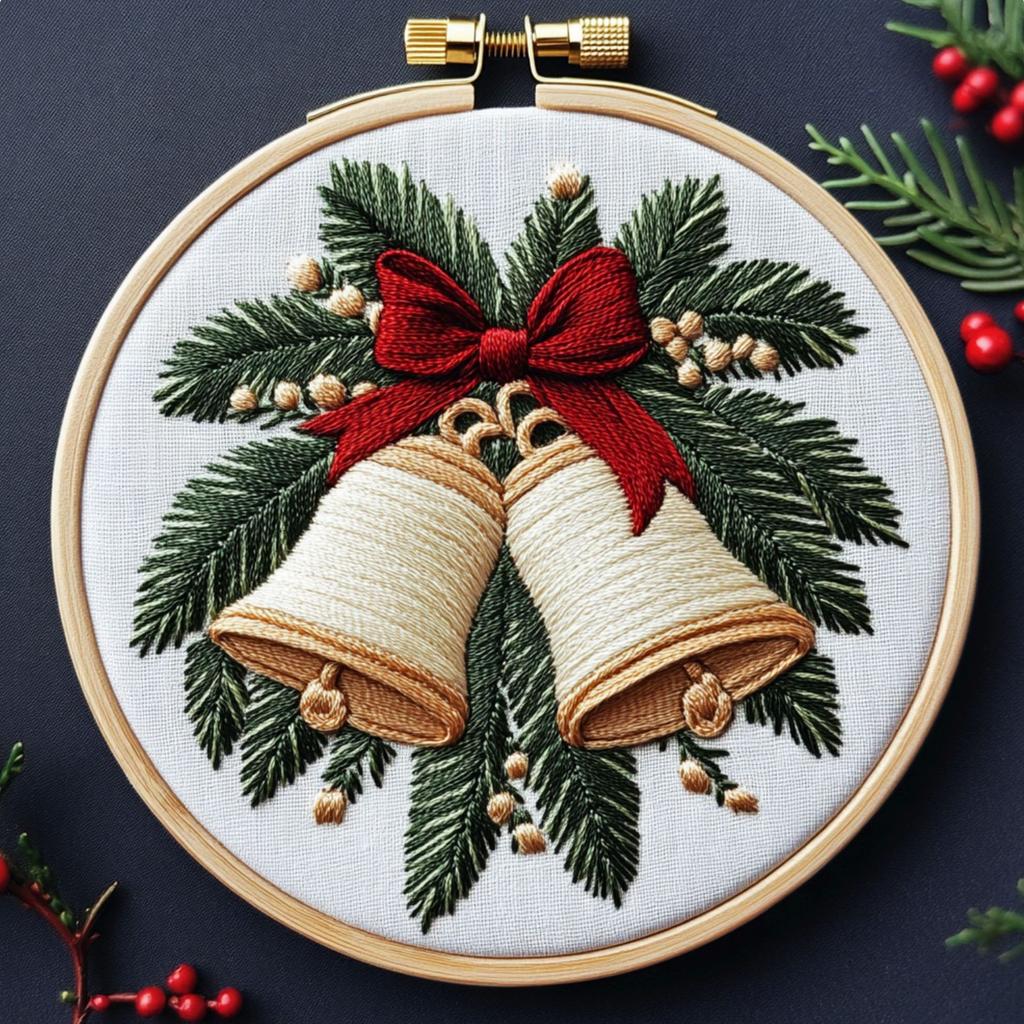 1set Christmas Embroidery Kit, Animal Theme Material Kit with English Stitch Instructions, DIY Embroidery Craft Material Kit