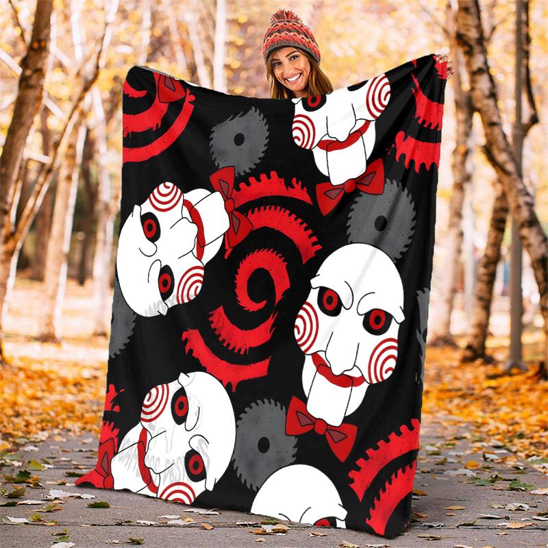 Saw Movie Flannel Blanket Soft All-Season Throw, Design for Camping, Car Travel, Hiking Sofa, Bed, Office Perfect Gift for Parties