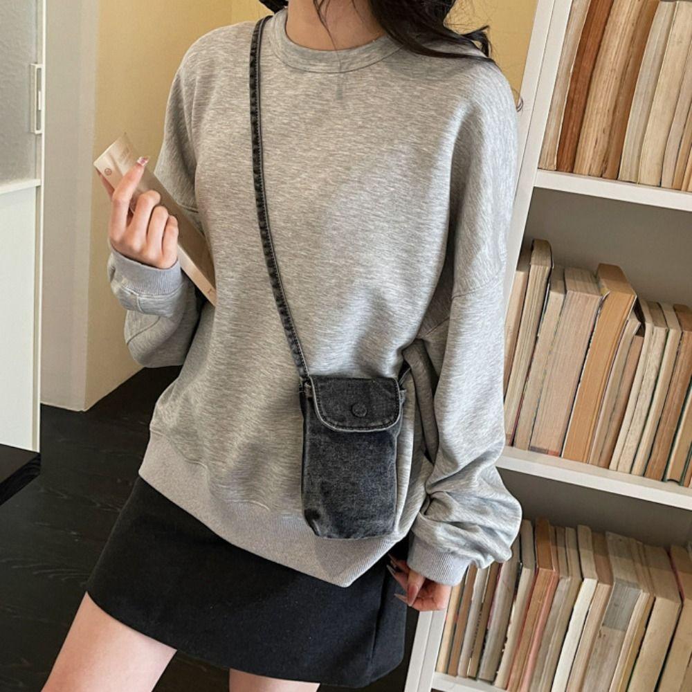 Street Style Denim Crossbody Tasche Y2K Handy-Portemonnaie Modische Canvas Tasche Damen & Herren