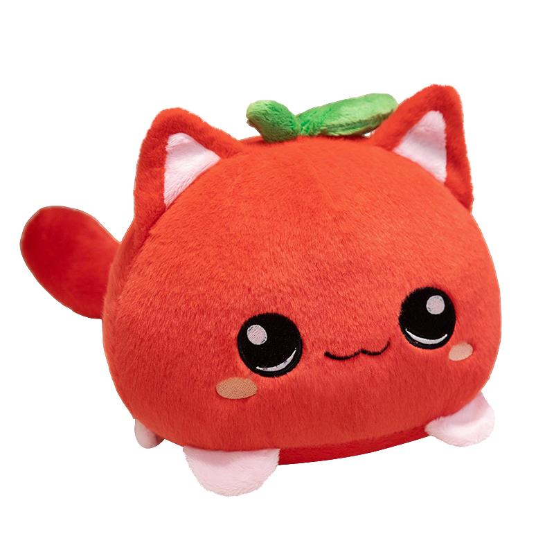Zoete Lieve Aardbeien Katje Bal Pluche Speelgoed Zacht Roze Cartoon Appel Aubergine Kat Poppen Tassen Hangend Speelgoed Grappig Bureau Decor 20cm