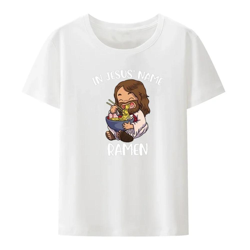 Hochwertiges Kurzarm-Oberteil Nicht Heute Satan Jesus vs. Satan im O-Ausschnitt T-Shirt Mann/Frau Kurzarm-Tees Shirt 2024 Neu