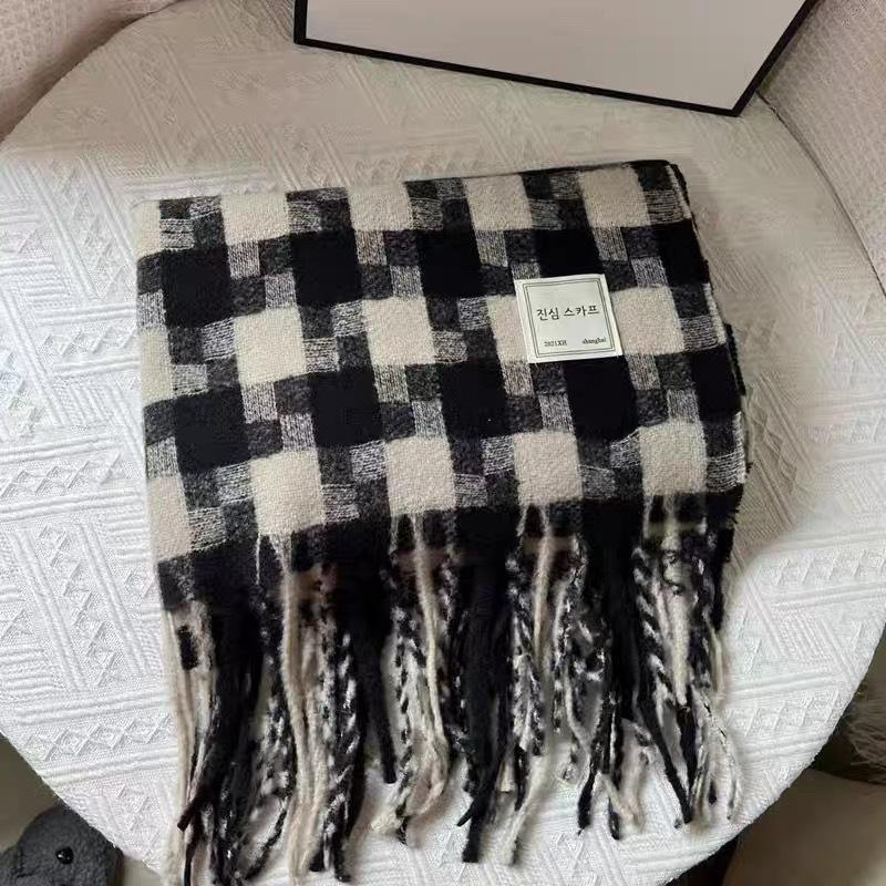 Tonglu Scarf Women's Houndstooth Shawl Dual-purpose Korean Version Versatile Warm New Winter Senior Student Scarf