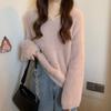 Women's Mid-Length V-Neck Faux Mink Fur Knit Sweater - Autumn/Winter Collection