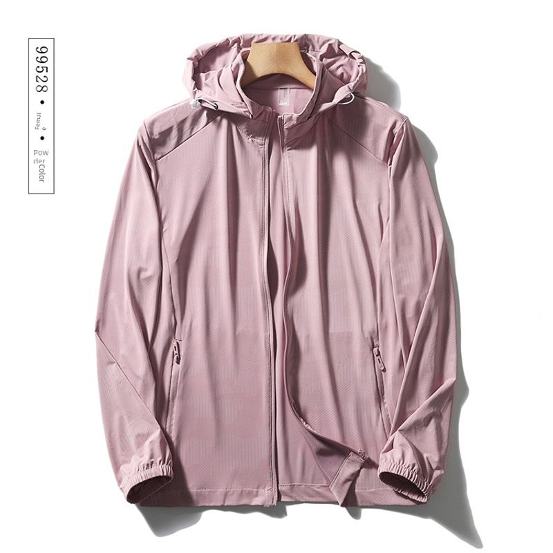 Outdoor Elastic Ice Silk Sun Protection Clothing for Men 2024 New Summer Thin Hooded Skin Windbreaker Foreign Trade Sun Protection Jacket