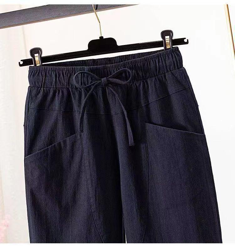 2024 Frühling/Sommer Übergröße Damen Baumwolle Leinen Slim Fit, Vielseitige Lockere Hose