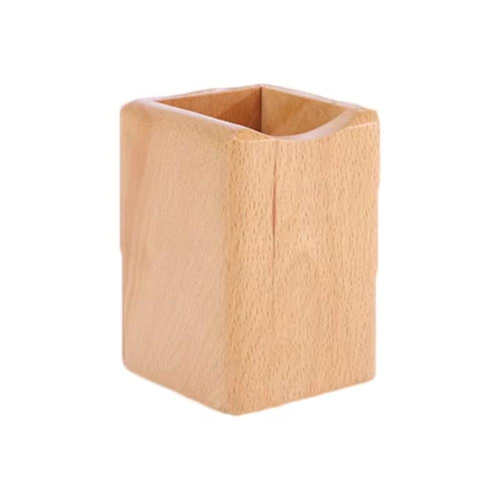 

Large Capacity Wood Storage Box Multiple-use Pen Holder Cup Stationery Desk Organizer School beech
