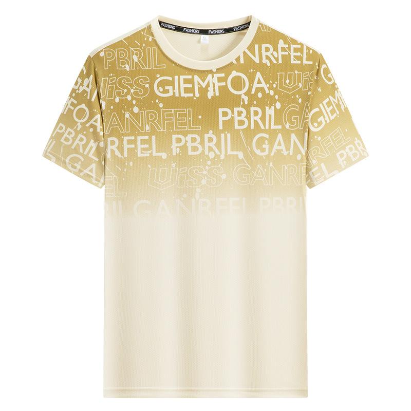 

Мужская летняя футболка с градиентным принтом - Круглый вырез, Короткий рукав, Повседневная, Стильная, Дышащая и Быстросохнущая 5XL бежевый