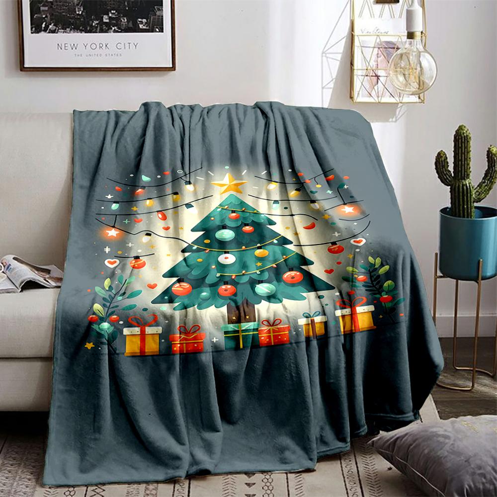 Christmas Tree with Gifts and Lights Flannel blanket for bedroom, living room, sofa, and nap