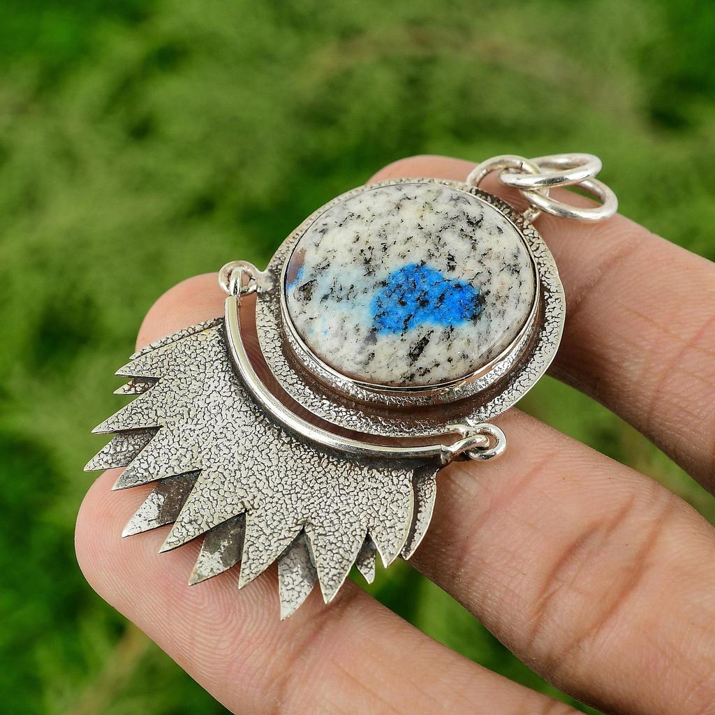 Daughters Day Sale Round K2 Jasper Stone 925 Sterling Silver Sister New Pendant