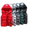 Women Winter Vest Solid Color Hooded Warm Elastic Hem Pockets Bright Color Quilted Vest Waistcoat
