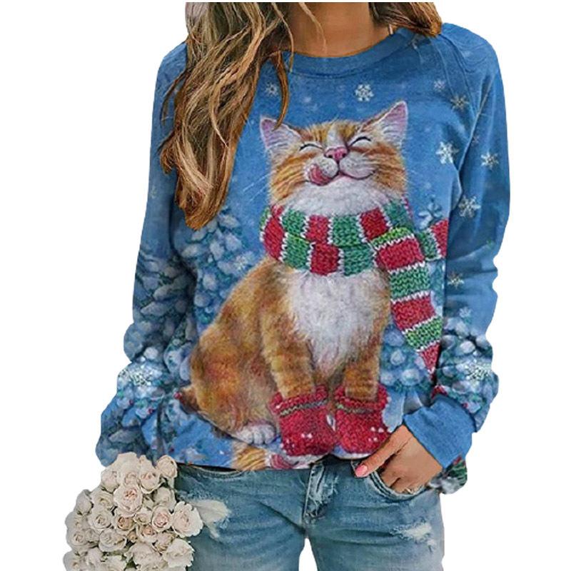 Autumn hot selling Christmas printed round neck long sleeved hoodie bulk wholesale in stock