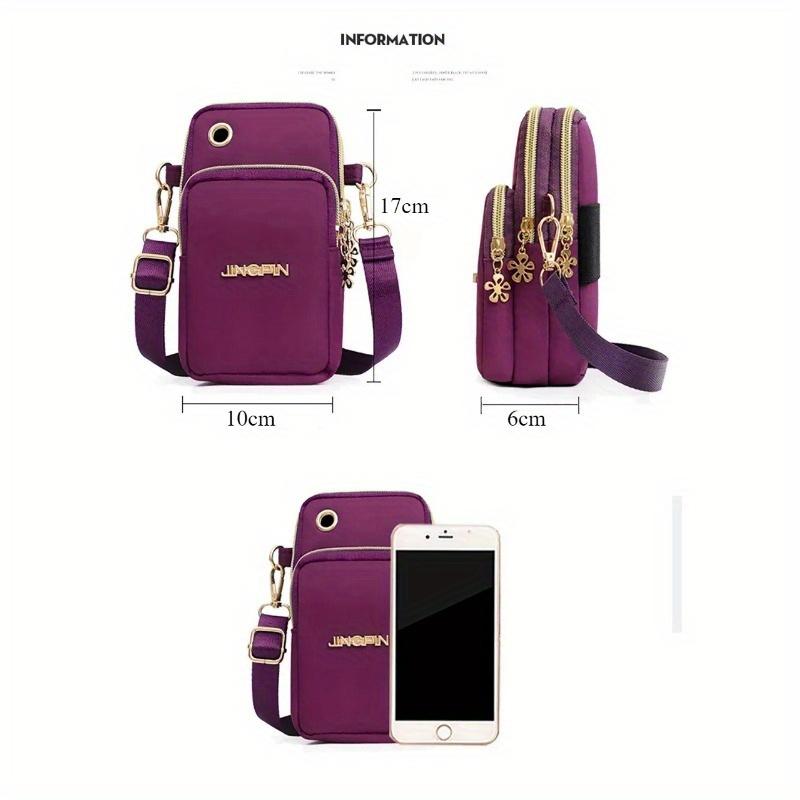 Mobile Phone Bag Women's Crossbody Mini Bags Fashion Solid Color Coin Bag Neck Hanging Shoulder Bag 3 Layer Wallet