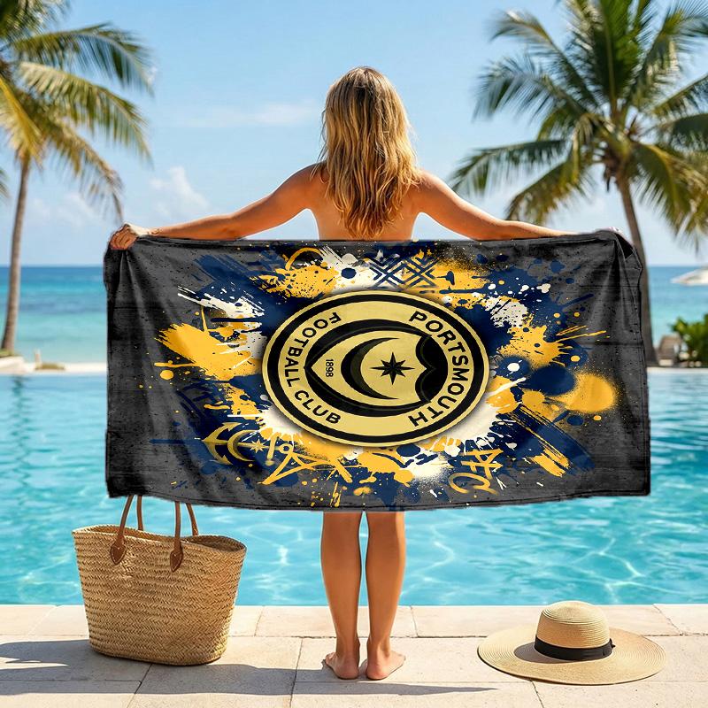 Stampa Portsmouth FC Asciugamano da Spiaggia Quick Dry Microfibra Assorbente Portatile da Viaggio Asciugamano per Nuoto