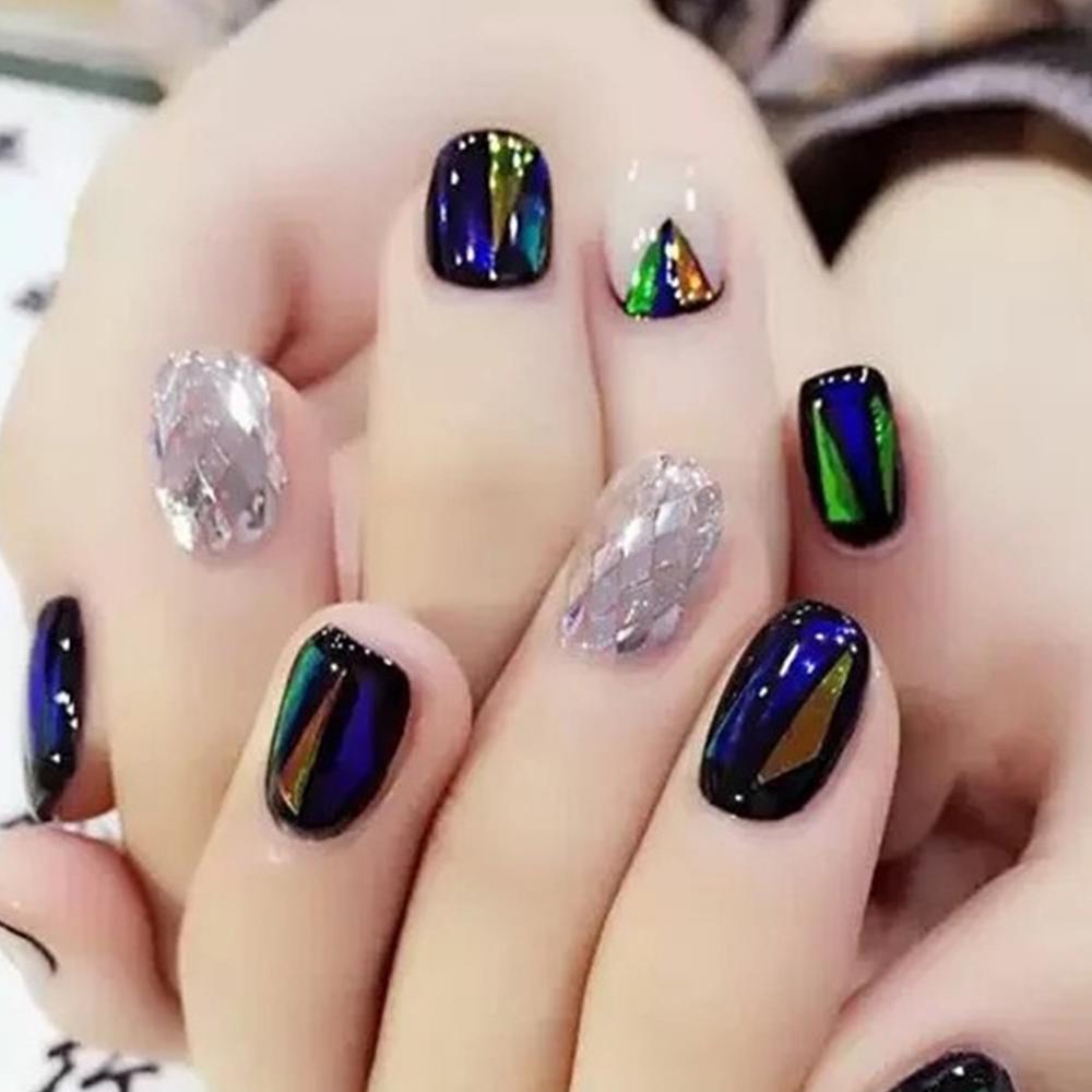 12PCS Rhombus Nail Glitter Sticker Set 3D Slice Kit Diamond Sequins Nail Manicure Polish Gel Tips
