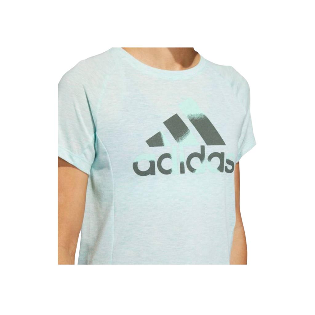 Adidas Boxy Badge Crew Neck Short Sleeve T-Shirt Women Tops Mint-Green DU3469
