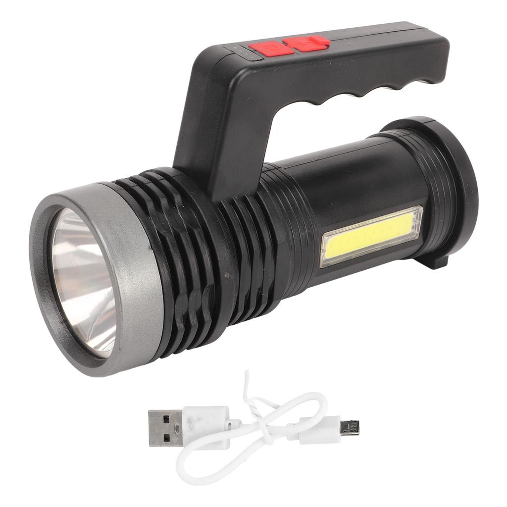 LED Flashlight USB Rechargeable IPX4 Waterproof Aluminum Alloy Portable LED Searchlight with COB