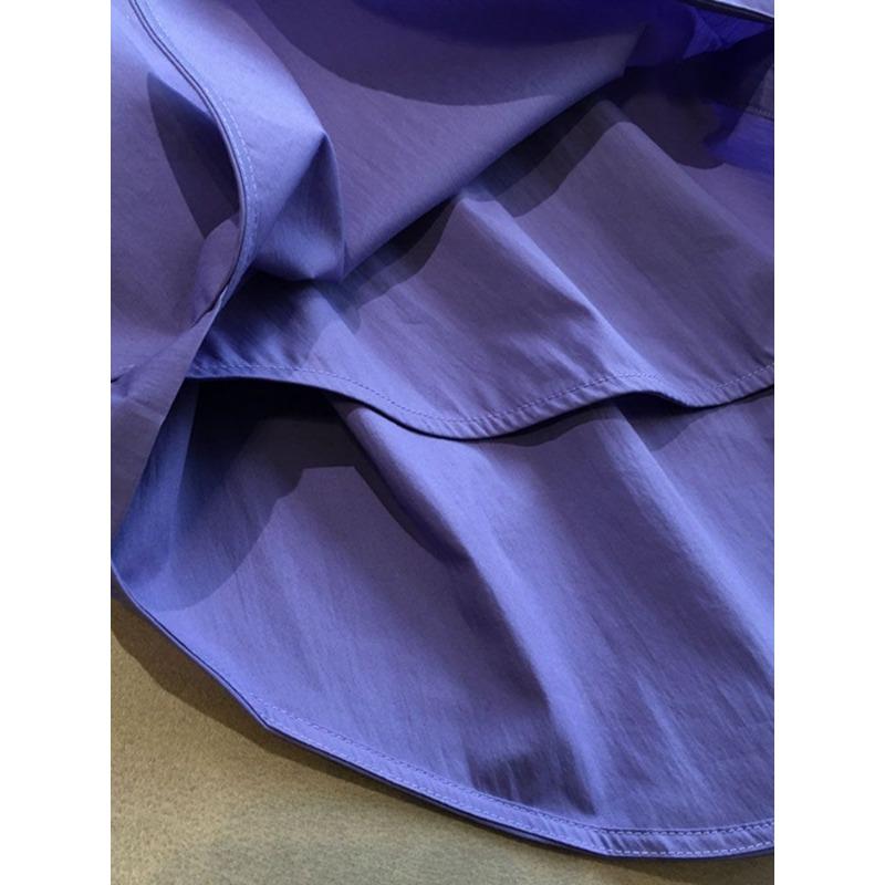 Lavender Purple Autumn Design Irregular Shirt Women's High-Quality Loose Shirt Versatile Top