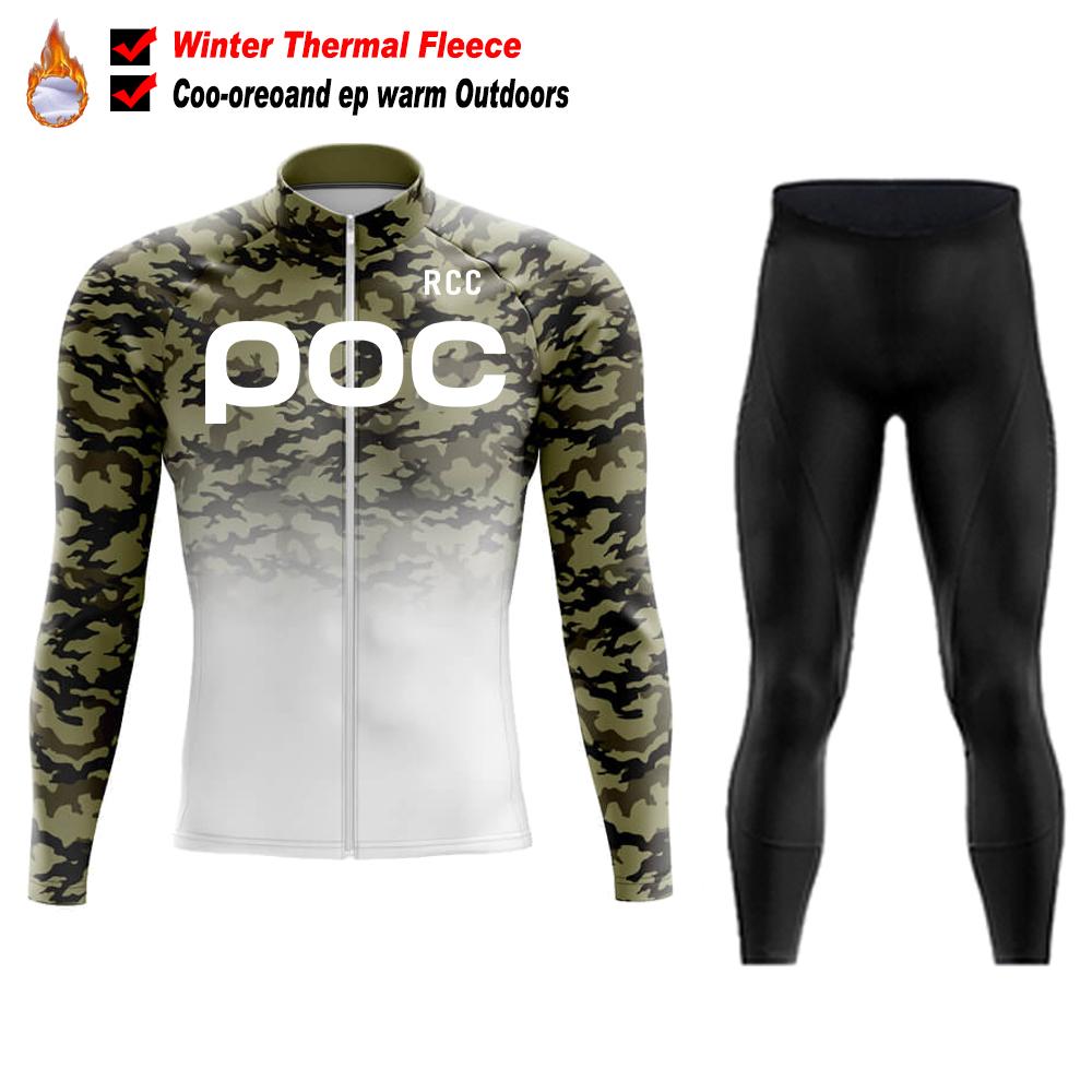 2026 RCC POC Team Winter Cycling Jersey Set Bicycle Sportwear Uniform Ciclismo Road Bike Clothing Bicicleta Long Bib Pants
