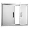 BBQ Access Door, 787x609 Mm Double Outdoor Kitchen Door, Stainless Steel Flush Mount Door, Double Wall Vertical Door with Handles and Hooks, for BBQ