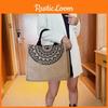Flax Tote Printed Bag For Women Large Capacity Shoulder Bag With Casual Commuter