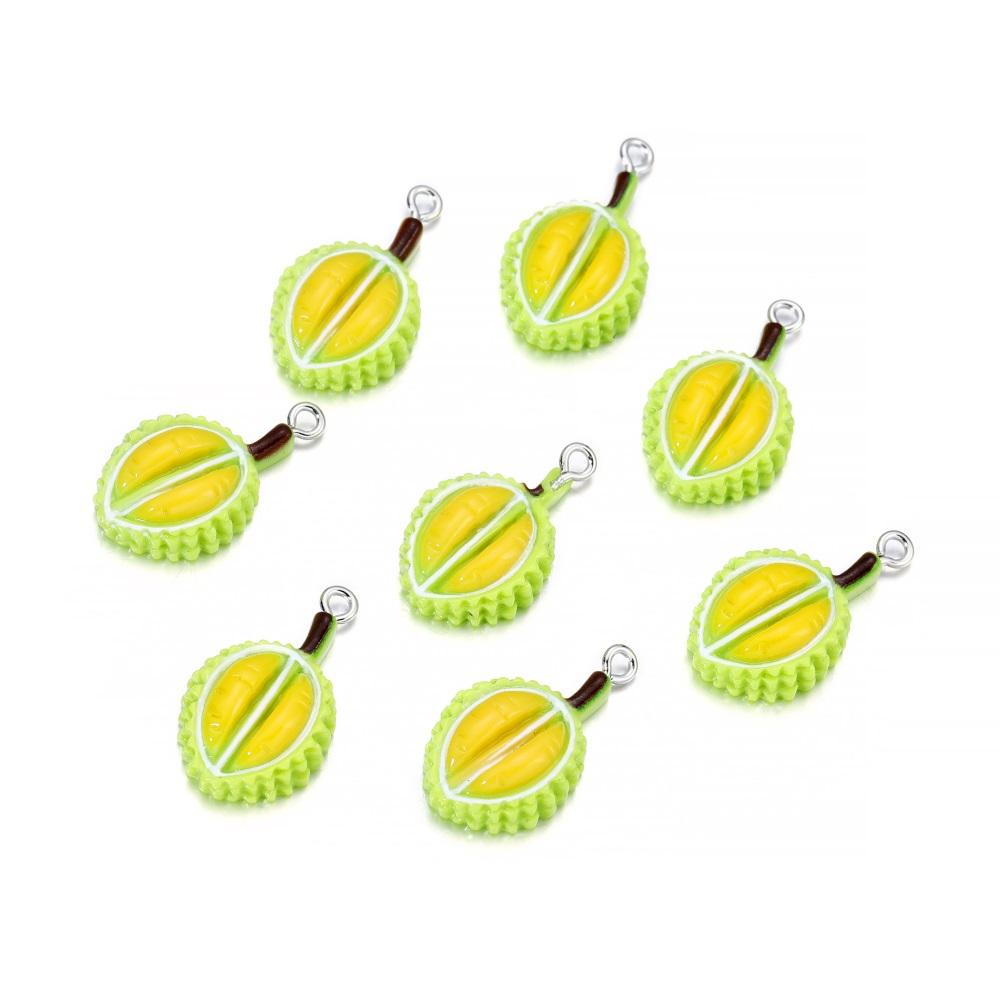 10 Stück/Los Niedliche Gemüse-Früchte Harz-Anhänger Kirsche Orange Erdbeere Halskette Armband Anhänger Für DIY Schmuckherstellung Zubehör