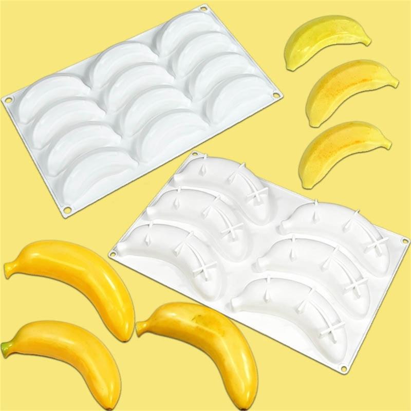 Stampi in Silicone a Forma di Banana per Mousse, Torta, Cioccolato, Gelato per Cottura e Preparazione di Dolci Design Flessibile Antiaderente