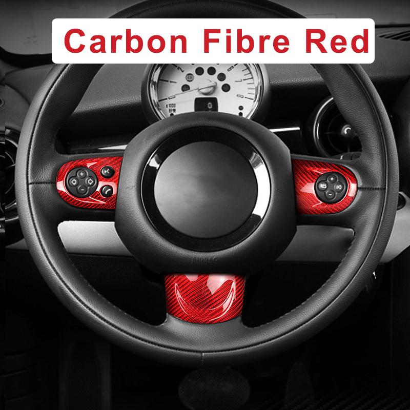 Car Interior Modification Steering Wheel Carbon Fibre Sticker For MINI ONE Cooper S JCW R55 R56 R60 R61 R57 R58 R59  Accessories