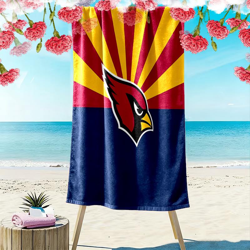 Serviette de plage imprimée Arizona Cardinals, Grande serviette douce à séchage rapide pour la plage, le camping, la natation