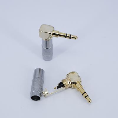 Rechtwinklig Silber Goldbeschichtet Audio 3,5mm Klinke Stecker zum Löten 3-polig Stereo 90 Grad Kopfhörer Stecker Connector Stecker