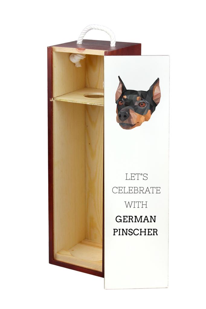 Pinczer Średni, Pinczer Niemiecki - Geometryczne Pudełko Ze Zdjęciem I Napisem Na Wino Marki Art-Dog