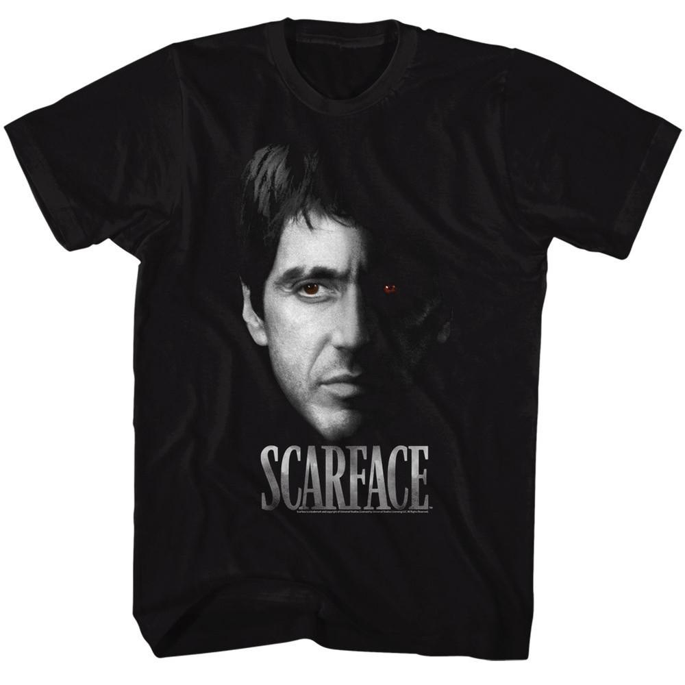 

MEN039;S OFFICIAL Scarface Movie AL PACINO T-SHIRT Red Eye Black Cotton SM5XL Unisex T-Shirt M