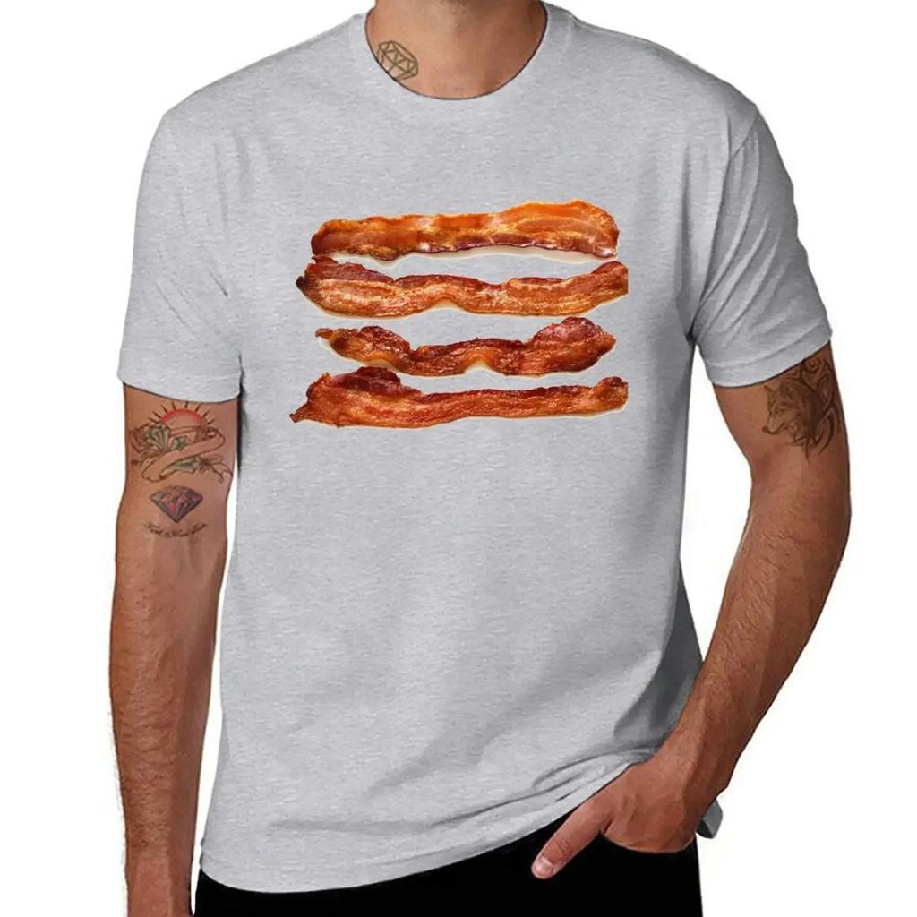 Bacon Rashers T-Shirt Blouse Plus Sizes Short Sleeve Tee T-shirts for Men Cotton