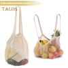 Cotton Mesh Bag Reusable Grocery Tote with Long Handles Washable Eco-Friendly Shopping Handbag Lightweight Foldable Net Tote for Fruits And Vegetables