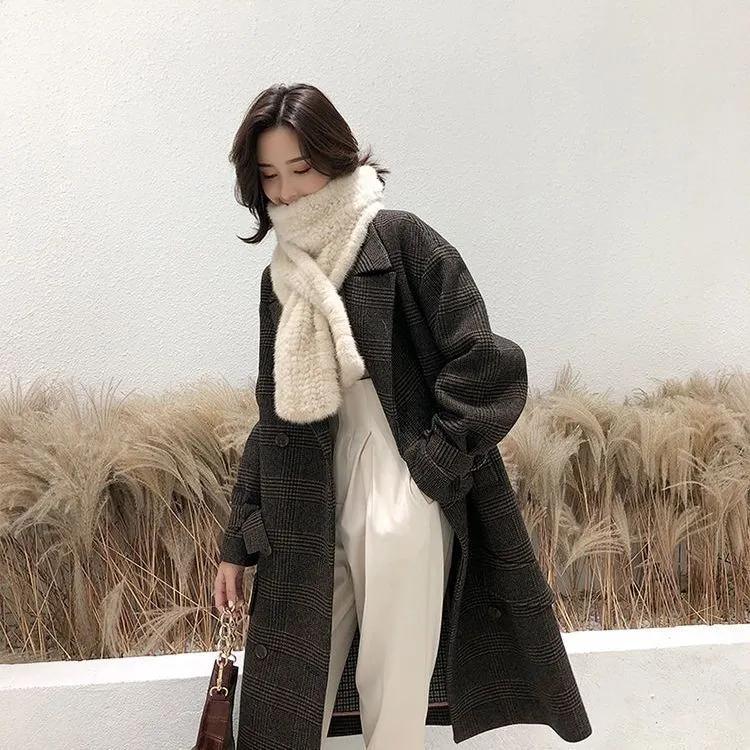 WTEMPO Women's Retro Elegant Versatile Thickened Plush Warm Scarves Furry Double-use Winter Faux Fur Casual Scarves