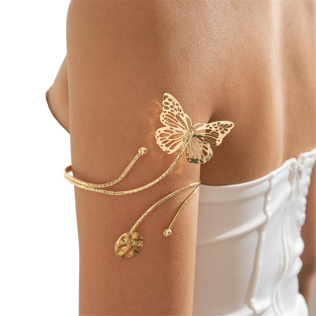 Punk Style Geometric Starfish Adjustable Opening Cuff Bracelet For Women Fashion Metal Arm Jewelry