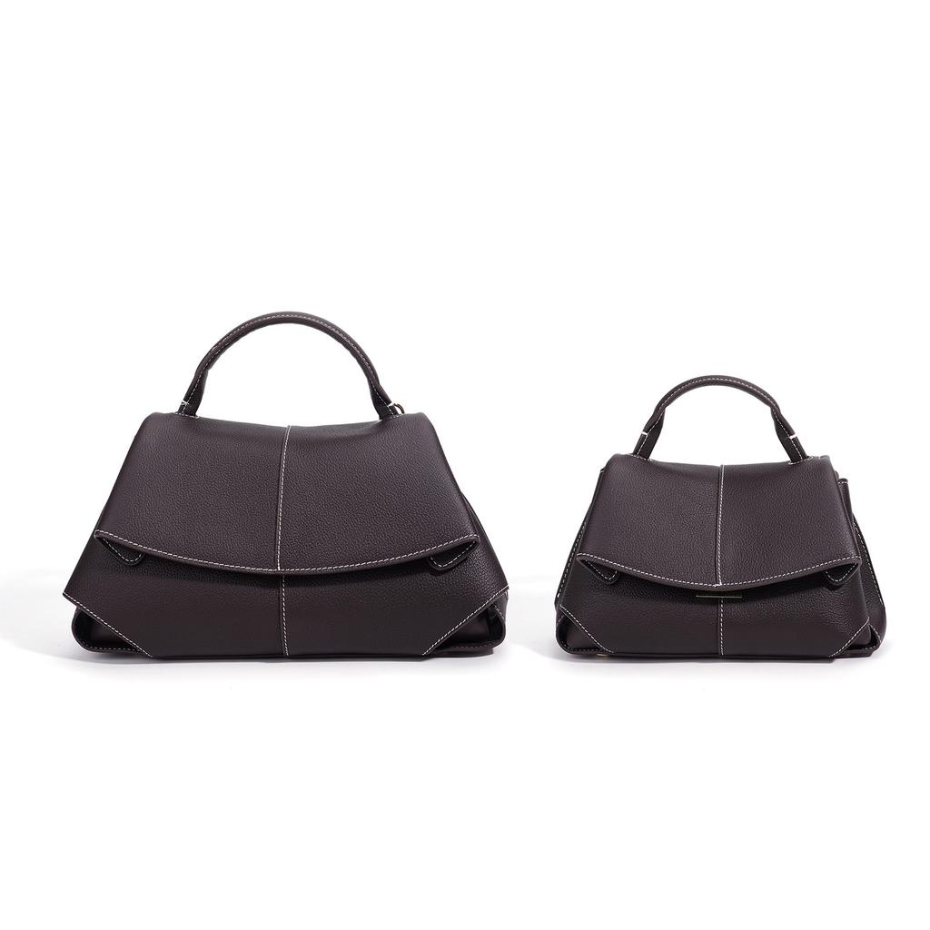 Elegant Commuter Clutch Bag, Genuine Leather Handbag, Large and Small Pleated Bags, High-end Simple Crossbody Bag