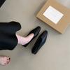 Płytkie miękkie skórzane pojedyncze buty damskie 2025 jesień cienkie buty z kwadratowym noskiem retro na niskim obcasie buty babci super miękkie francuskie buty do pracy