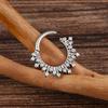 Right Grand ASTM F136 Titanium 16G CZ Hinged Clicker Segment Hoop Ring Sunburst CZ Daith Earring Septem Nose Piercing Jewelry