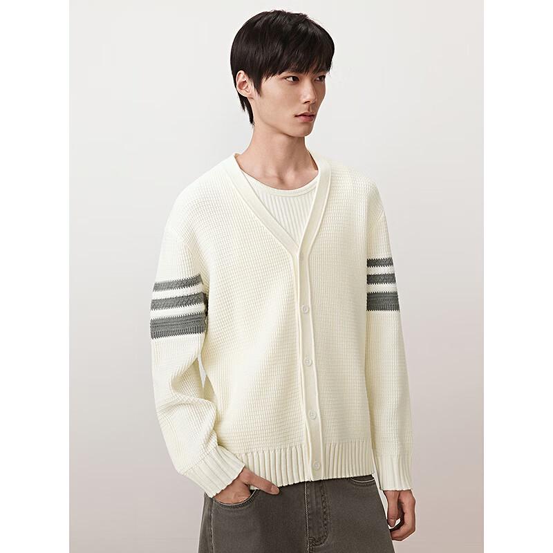 GXG Men's Striped V-Neck Cardigan Sweater