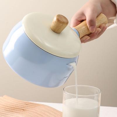 Japanischer Stil Milchkännchen 14cm Antihaftbeschichtet Einzelgriff Kochtöpfe Reines Eisen Flacher Boden Nudel Ergänzungsnahrung Kleiner Topf