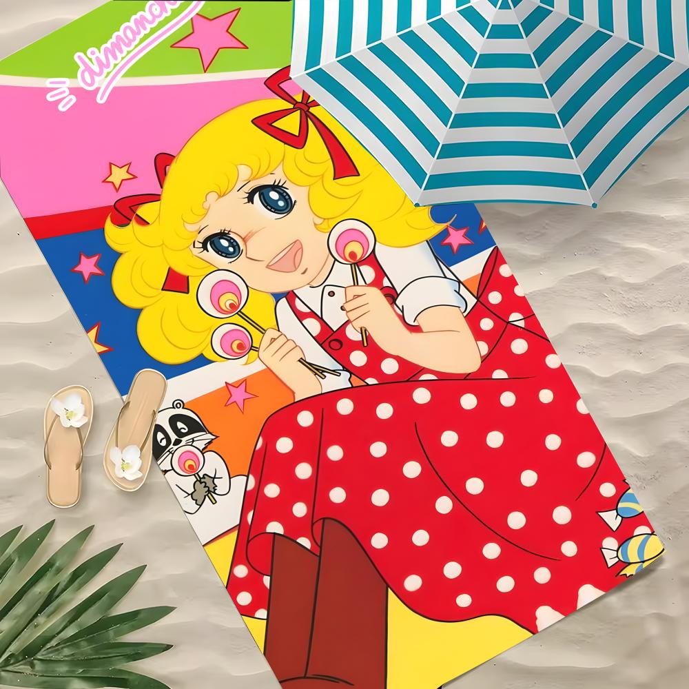 Anime Candy Candy Towel Polyester Beach Towel Quick Dry Sand Free Bath Towel for Summer Pool Travel Vacation