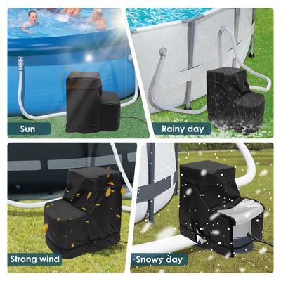 Housse de pompe de piscine Imperméable Doublure Argentée Couvercle Housse de pompe de piscine Pratique Housse de pompe de piscine Serrée par sangle Pour pompe de filtre de 4 à 16 pouces