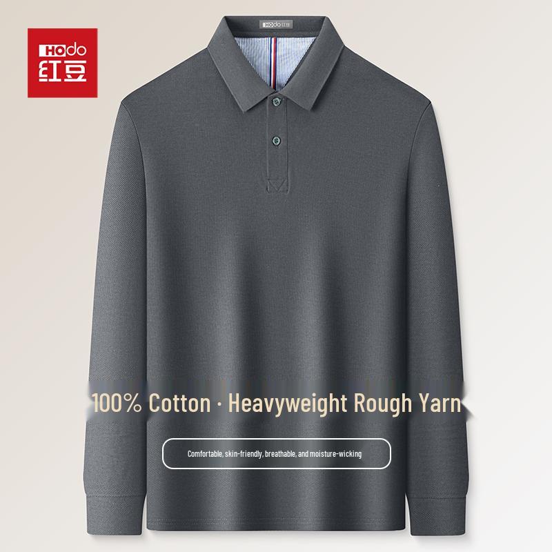 

Hongdou Men s 100% Cotton Long Sleeve Polo T-Shirt 3XL