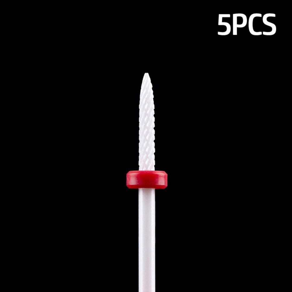 5pcs Milling Cutter For Manicure Set Ceramic Nail Drill Bit Mill Manicure Machine Pedicure Tools for Removing Gel File 3/32 Inch