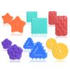 6Pcs/Set Silicone Geometric Sensory Toy Textured Rectangle Square Circle Triangle Pentagon Star Sensory Stone Anxiety Stress Relief Fidget